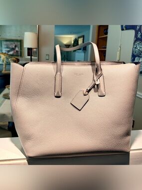 kate spade pebble leather tote in taupe